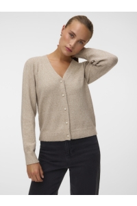 Vero Moda VMDOFFY SHINE LS V-NECK CARDIGAN NO: silver mink/w. gold lurex and pe