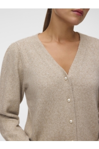 Vero Moda VMDOFFY SHINE LS V-NECK CARDIGAN NO: silver mink/w. gold lurex and pe