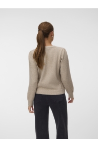 Vero Moda VMDOFFY SHINE LS V-NECK CARDIGAN NO: silver mink/w. gold lurex and pe