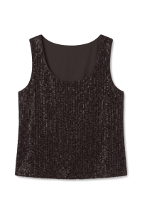 Vero Moda VMCHRISTINA SL 2-WAY SQ TOP JRS chocolate torte/dtm sequins