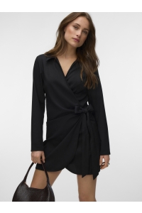 Vero Moda VMEVELIN LS WRAP SHORT DRESS WVN PA black