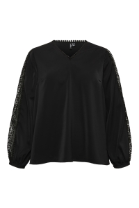 Vero Moda VMCNADIRA L/S V-NECK TOP WVN BTQ FR: black