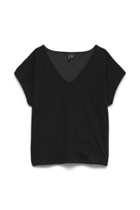 Vero Moda VMNIGHT LX S/S V-NECK TOP JRS BTQ F: black/black lurex