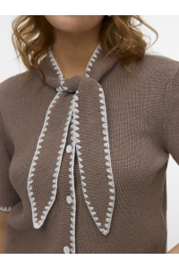 Vero Moda VMKASHIA SS TIE DETAIL KNIT CARDIGA: moon rock