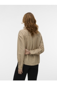 Vero Moda VMJULIANA LS TIE DETAIL SHIRT EXP star white/brown lurex