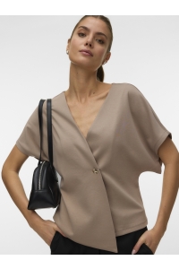 Vero Moda VMSMILLA SONJA SS V-NECK TOP EXP moon rock