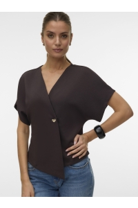 Vero Moda VMSMILLA SONJA SS V-NECK TOP EXP chocolate torte