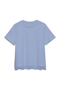 Vero Moda VMSARA METTE LACE SS T-SHIRT JRS NO: brunnera blue/lace dtm