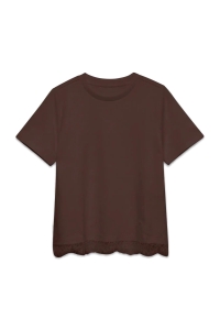 Vero Moda VMSARA METTE LACE SS T-SHIRT JRS NO: chicory coffee/lace dtm