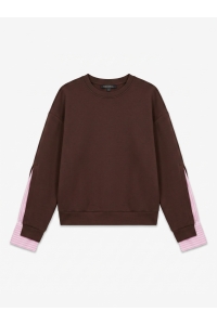 Vero Moda VMMORGAN LS SHIRT SLEEVE SWEATSHIRT: chocolate torte/light pink shirt