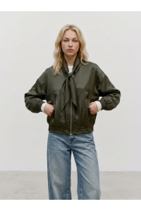 Vero Moda VMPENNY LS BOW BOMBER WVN EXP forest night