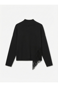 Vero Moda VMMAGPIE LS HIGHNECK FRINGE PULLOVE: black