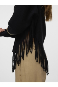 Vero Moda VMMAGPIE LS HIGHNECK FRINGE PULLOVE: black