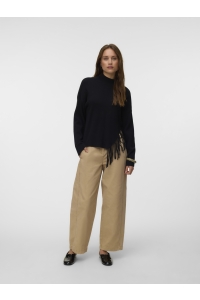Vero Moda VMMAGPIE LS HIGHNECK FRINGE PULLOVE: black