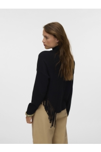 Vero Moda VMMAGPIE LS HIGHNECK FRINGE PULLOVE: black