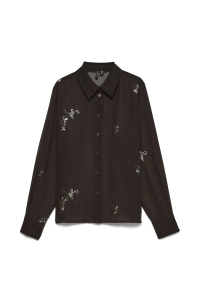 Vero Moda VMCGILMA PEARL LS SHIRT WVN CUR chocolate torte/pearls