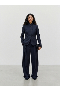 Vero Moda VMALINA MW WIDE PLEATED PANT VIP navy blazer/white pinstripe as s