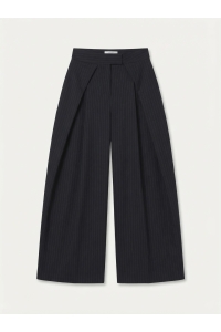 Vero Moda VMALINA MW WIDE PLEATED PANT VIP navy blazer/white pinstripe as s