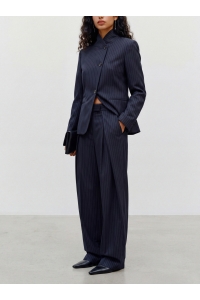 Vero Moda VMALINA MW WIDE PLEATED PANT VIP navy blazer/white pinstripe as s