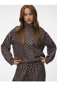 Vero Moda VMKAYLA HIGH NECK JACKET EXP chocolate brown/blue dots
