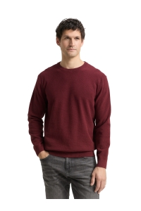 Tom Tailor Group Structured crewneck knit bordeaux melange
