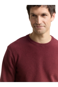 Tom Tailor Group Structured crewneck knit bordeaux melange