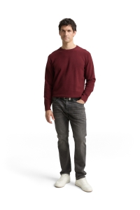 Tom Tailor Group Structured crewneck knit bordeaux melange