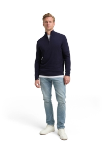 Tom Tailor Group Cotton Knitted Troyer blauw