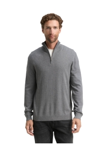 Tom Tailor Group Cotton Knitted Troyer donker grijs