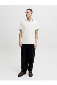 JJEPAULOS POLO SS NOOS cloud dancer/play 1/verdant gree