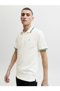 JJEPAULOS POLO SS NOOS cloud dancer/play 1/verdant gree