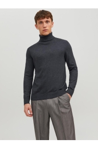 JJEEMIL KNIT ROLL NECK NOOS dark grey melange