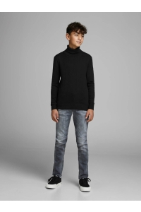 jack en jones boys JJEEMIL KNIT ROLL NECK STS JR black