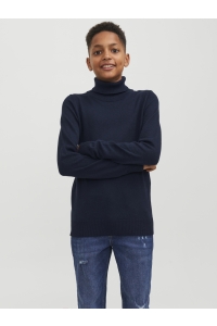 jack en jones boys JJEEMIL KNIT ROLL NECK STS JR navy blazer