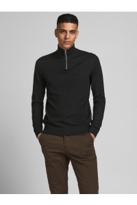 JJEEMIL KNIT HALF ZIP NOOS black