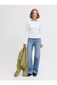 Jack and Jones JXFREYA STR LS RIB TEE JRS NOOS bright white