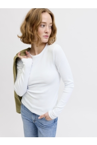 Jack and Jones JXFREYA STR LS RIB TEE JRS NOOS bright white
