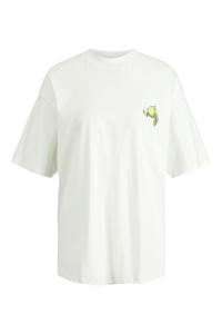 JACK&JONES ORIGINALS JXWILLOW SS LOOSE TEE snow white/squeez the day print