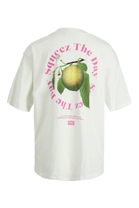 JACK&JONES ORIGINALS JXWILLOW SS LOOSE TEE snow white/squeez the day print