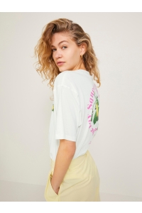 JACK&JONES ORIGINALS JXWILLOW SS LOOSE TEE snow white/squeez the day print