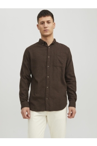 JJECLASSIC MELANGE SHIRT LS SN seal brown