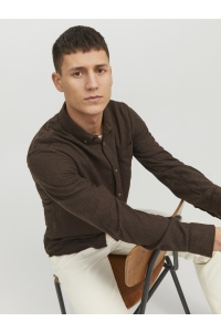 JJECLASSIC MELANGE SHIRT LS SN seal brown
