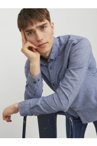 JJECLASSIC MELANGE SHIRT LS SN faded denim