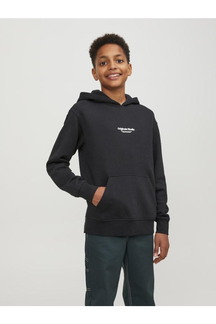 jack en jones boys JORVESTERBRO SWEAT HOOD NOOS JNR black/loose