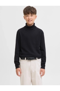 jack en jones boys JJEBASIC KNIT ROLL NECK JNR forest night/twisted w. black