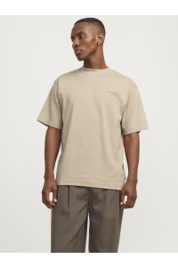 JACK%JONES PREMIUM JPRCCCHAD BRANDING SS CREW NECK TEE: greige