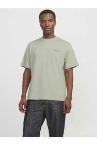 JACK%JONES PREMIUM JPRCCCHAD BRANDING SS CREW NECK TEE: aqua gray