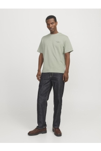 JACK%JONES PREMIUM JPRCCCHAD BRANDING SS CREW NECK TEE: aqua gray
