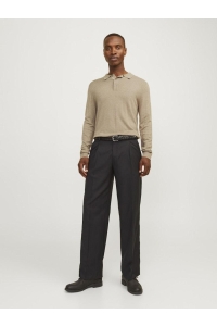 JACK%JONES PREMIUM JPRBLAWILLIAM KNIT POLO LS greige/melange
