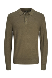 JACK%JONES PREMIUM JPRBLAWILLIAM KNIT POLO LS peat/melange